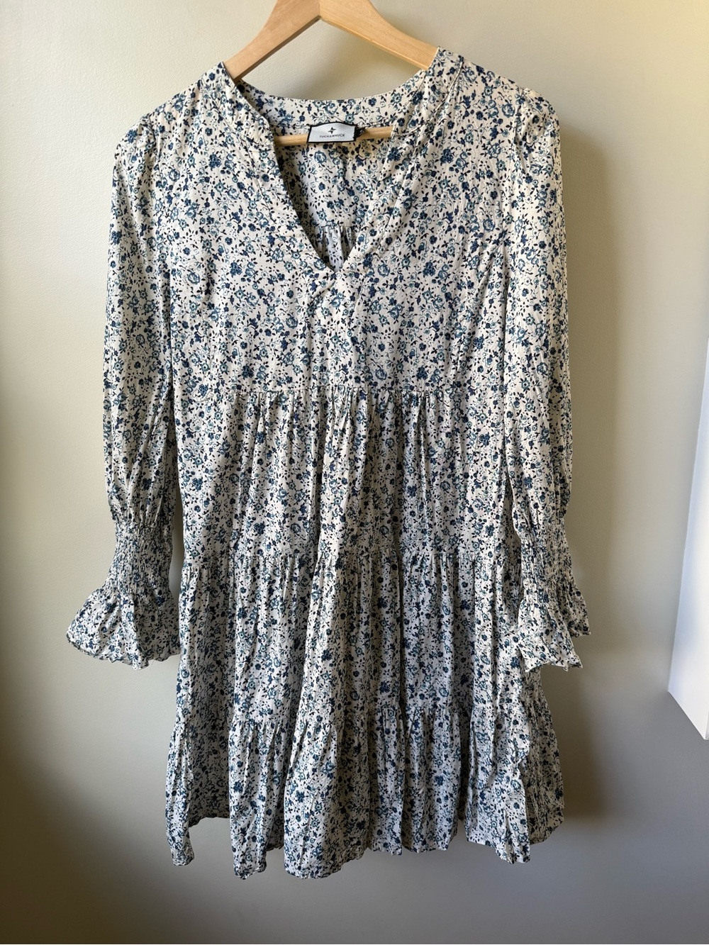 TUCKERNUCK Kenzo Mini Dress Tiered Ditsy Floral Cottagecore Smocked Cuffs M